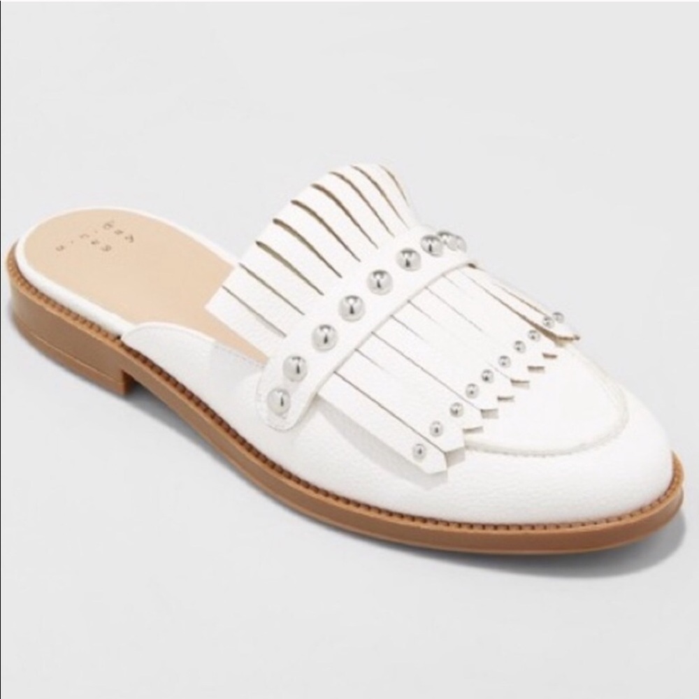 White Loafer mules